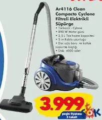 ARZUM AR4116 CLEAN COMPACTO CYCLONE ELEKTRİKLİ SÜPÜRGE fiyat ve kampanya bilgisi